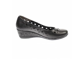 Pantofi dama, casual, din piele naturala negru box, cu platforma de 5 cm - MALTAN